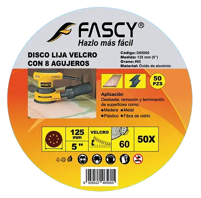 DISCO LIJA VELCRO 8 AGUJEROS