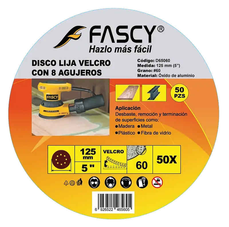 DISCO LIJA VELCRO 8 AGUJEROS