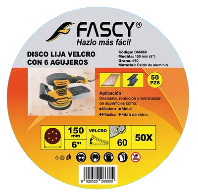 DISCO LIJA VELCRO 6 AGUJEROS