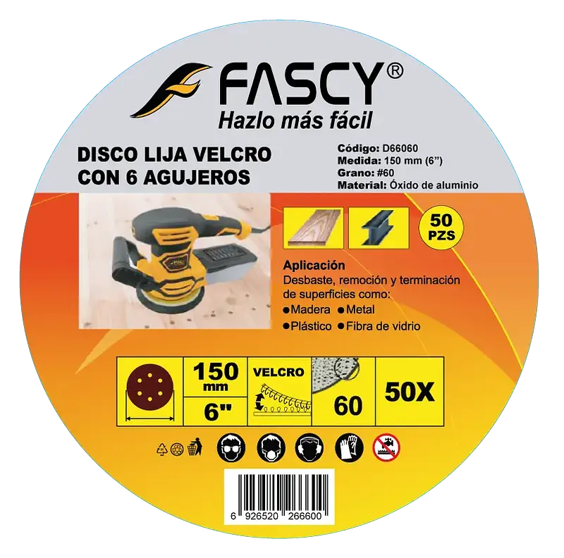 DISCO LIJA VELCRO 6 AGUJEROS