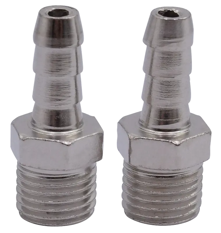 ADAPTADOR MANGUERA MACHO FASCY AB13182 1/4" BSP 8MM PLATEADO 2PZS